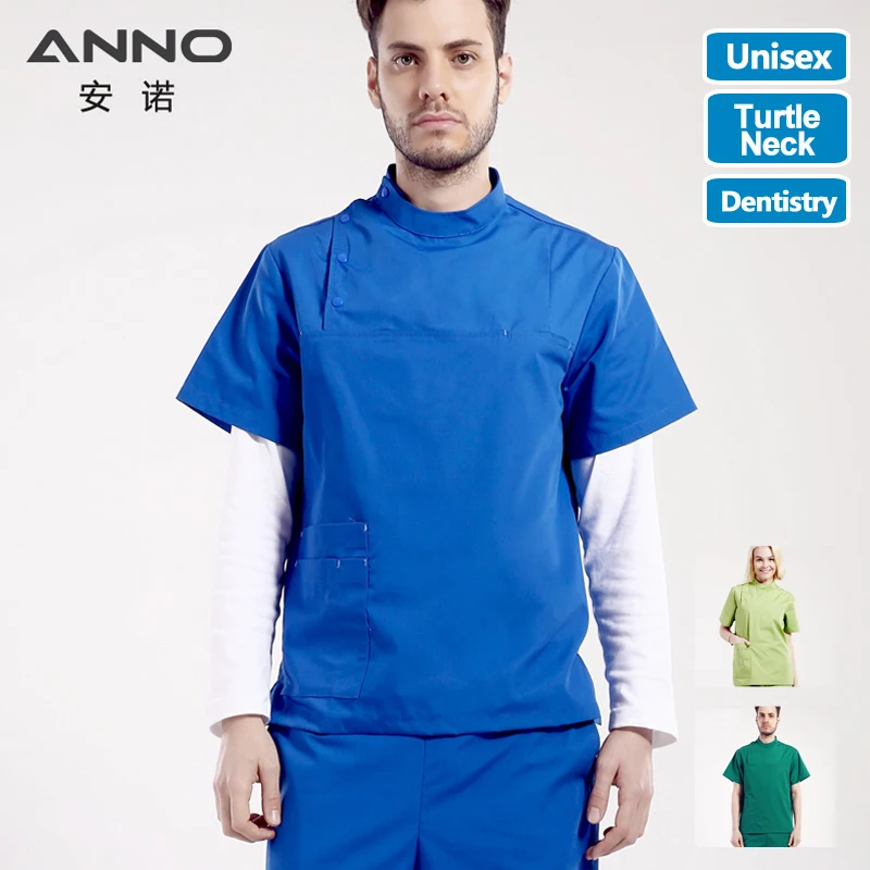 ANNO Nurses Uniform Dental Scrubs With Turtle Neck Surgical Uniforms