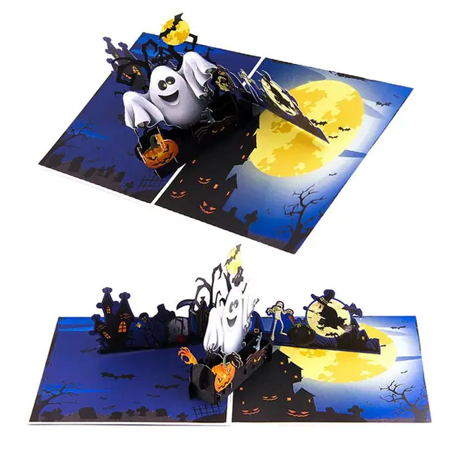 Pop Up Individual Creative Greeting Card Ghost Halloween Spider Pumpkin Gift Card for Holiday Friends Regards Birthday