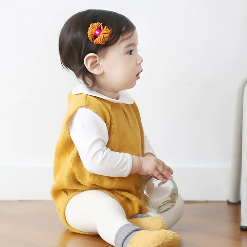 

Tiny Cottons 2019 Baby Girl Bodysuits Yellow Sleeveless Newborn Bebe Onesie Autumn Candy Color Infant Coveralls Winter Kids Wear