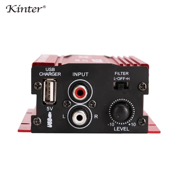 

Kinter MA-150 mini Amplifier audio 2.0CH 20W stereo sound DVD VCD input offer USB charger RCA cable red aluminum casing