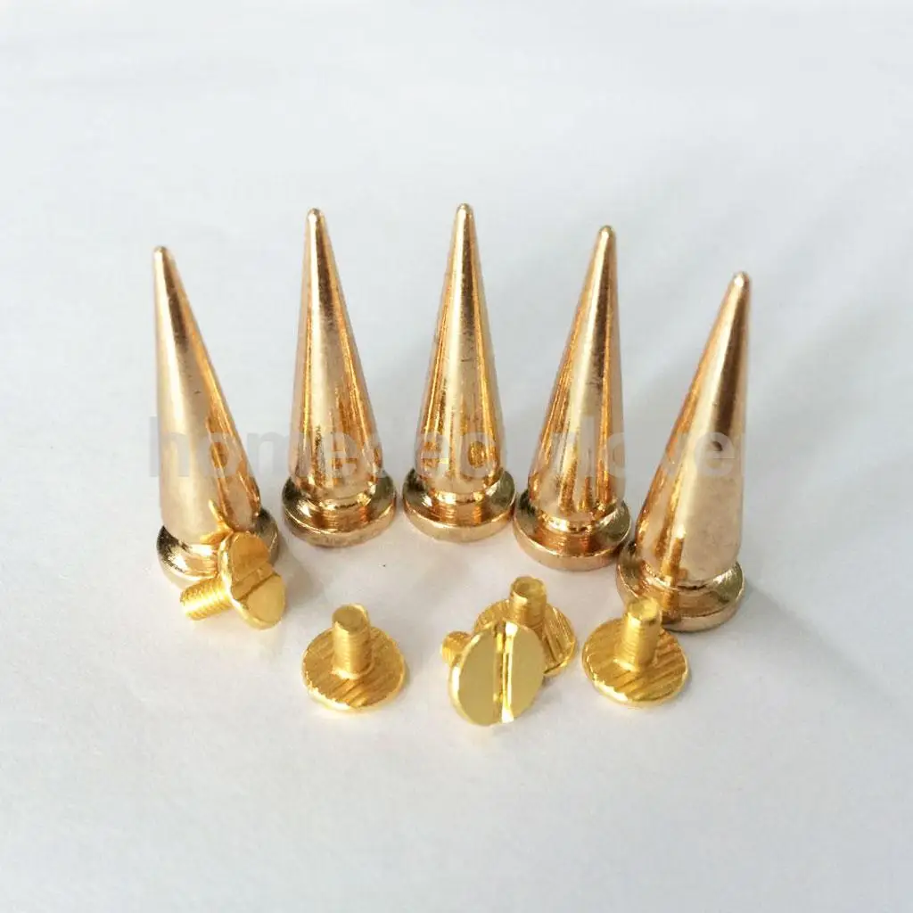 10pcs Copper Cone Screw Stud Leather Craft Spike Rivets Shoe Clothing Decoration