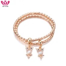 2 шт. животного Сова Подвески Браслет черный, розовый цвета слоновой кости цветной "кошачий глаз" камень браслет porcorn цепи Pulsera вечерние Модные украшения подарки