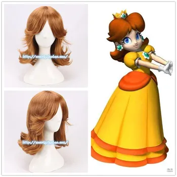 

Game Super Mario Princess Daisy Wig Role Play Brown Wavy Hair Cosplay Costumes