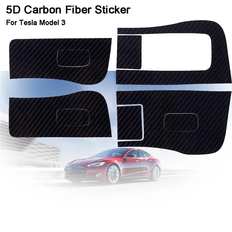 

1Set Carbon Fiber Window Glass Lift Panel Button Protective Film Decorative Sticker Fit For Tesla Model 3