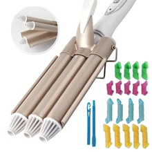High Quality 3 Barrel Waver Ceramic Hair Curler 110-220v Electric Splint Automatic Styling Tool 18pcs Manual Rollers Hair Curler