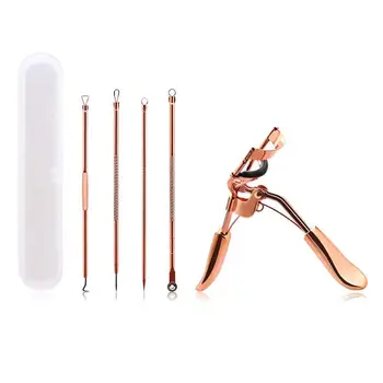 

Professional 4x Antibacterial Acne Needle + 1x Rose Gold Eyelash Curler Eye lashes Curling Clip Eyelash Cosmetic Makeup Tools