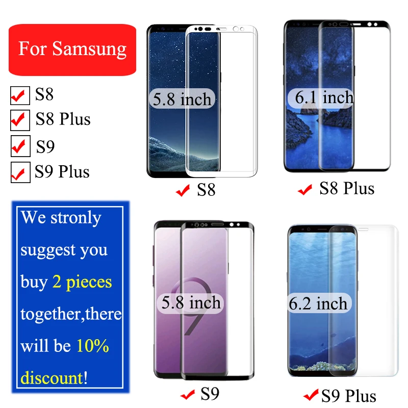 Для samsung galaxy S9 Plus закаленное стекло samsyng sumsung S8 Защитная пленка для экрана galax S 8 S9Plus защитная пленка tremp 3D armor sheet