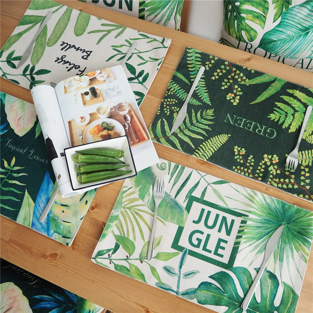 Placemat Dining Table Coasters Jungle Meal Time Home Garden Green