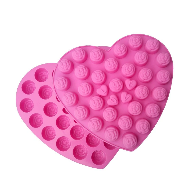 Rose Heart Middle LOVE Silicone Mold DIY Handmade Chocolate Mold