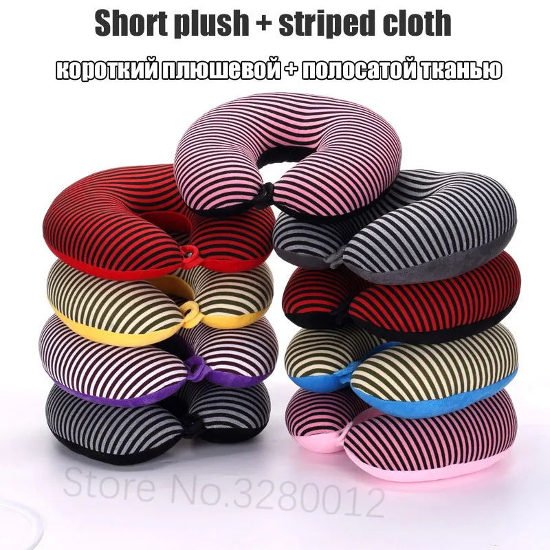 26 Kinds Microbeads U Shaped Travel Pillow Pure Stripe Color Rest Soft Cushion Neck Nanoparticle Pillow for Car Flight  Foam 5