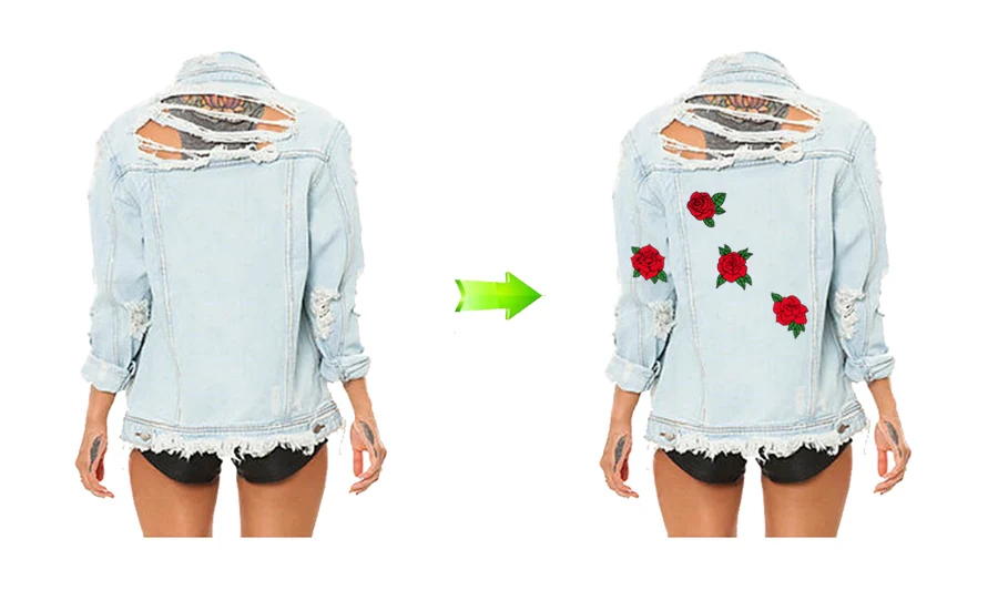 Rose Patches Sticker On Clothes 9PcsSet Washable New Design Badges Clothing Deco Diy Accessory Heat Transfer Applique3