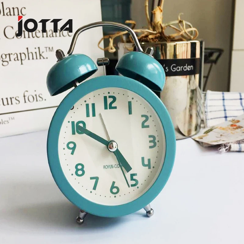 

Quiet Nordic metal night light ring alarm clock bedroom desk desk clock student alarm clock fashion simple clock