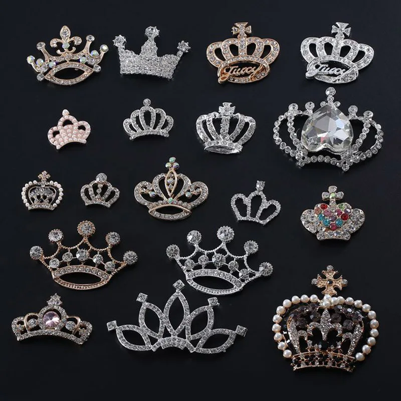 

DIY 20pcs/lot Rhinestone Button Flatback crown Button Hot Sale Wedding Button Crystal Accessories YB12