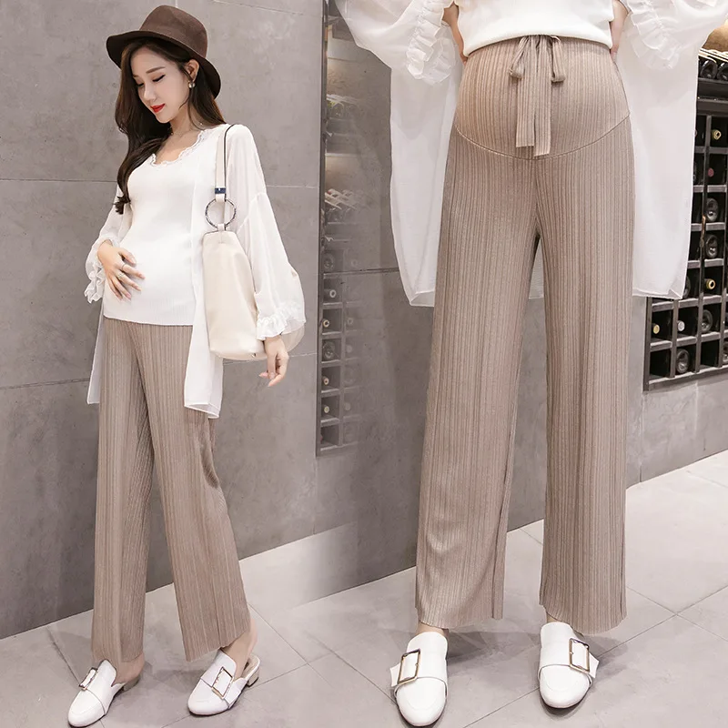 

Pregnant Women's Gentle Wind Knitted High Waist Sagging Wide-legged Trousers Pants Pleated Mujer Maternity Pregnancy Clothes