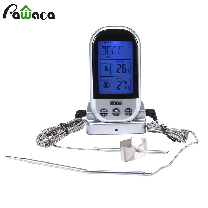 Wireless Remote Digital Cooking Meat Thermometer Smoker Thermometer