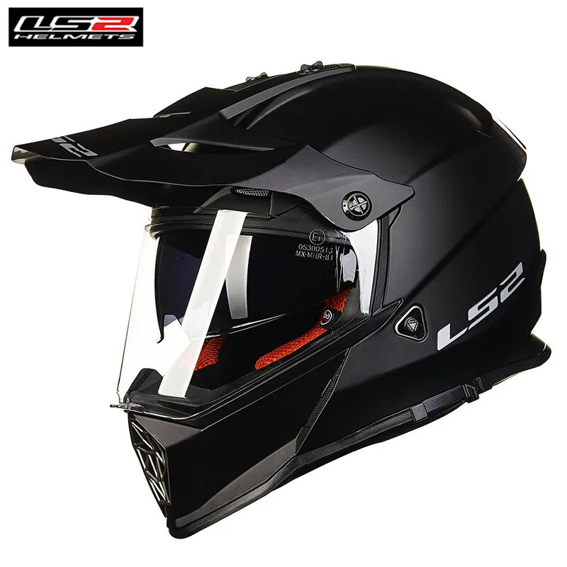 LS2 MX436 PIONEER двойной спортивный мотоциклетный шлем мотокросса бездорожья 0613 ATV Casque Casco мотоциклетные шлемы de Motociclista - Цвет: Solid Matt Black