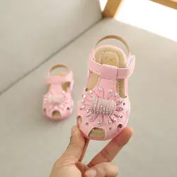 Летние сандалии для девочек; детская обувь с кристаллами и цветами; сандалии со светодиодной подсветкой для девочек; 2019; Светящиеся