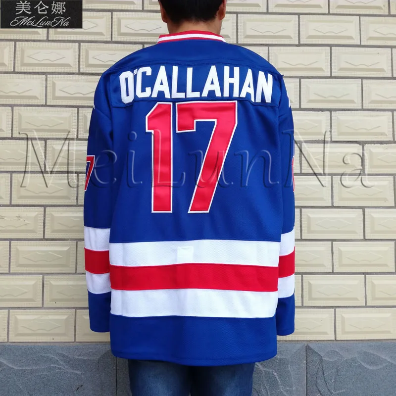 

MeiLunNa 1980 Miracle On Ice Team USA #17 Jack O'Callahan Blue Hockey Jerseys 1701
