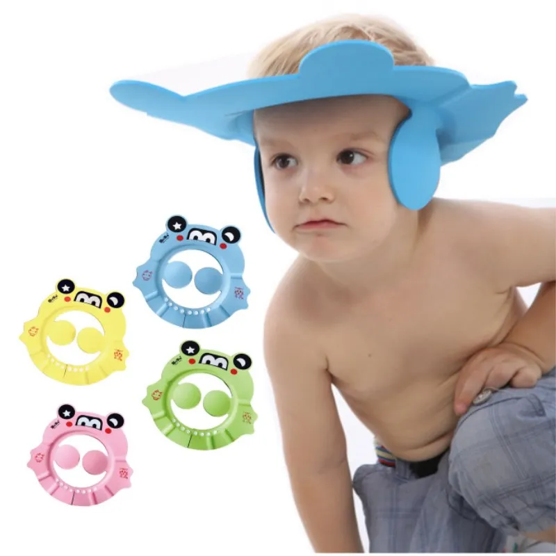 

Adjustable Soft Baby Shower Cap Protect Children Kid Shampoo Bath Wash Hair Shield Hat Waterproof Prevent Water Into Ear 4 Color