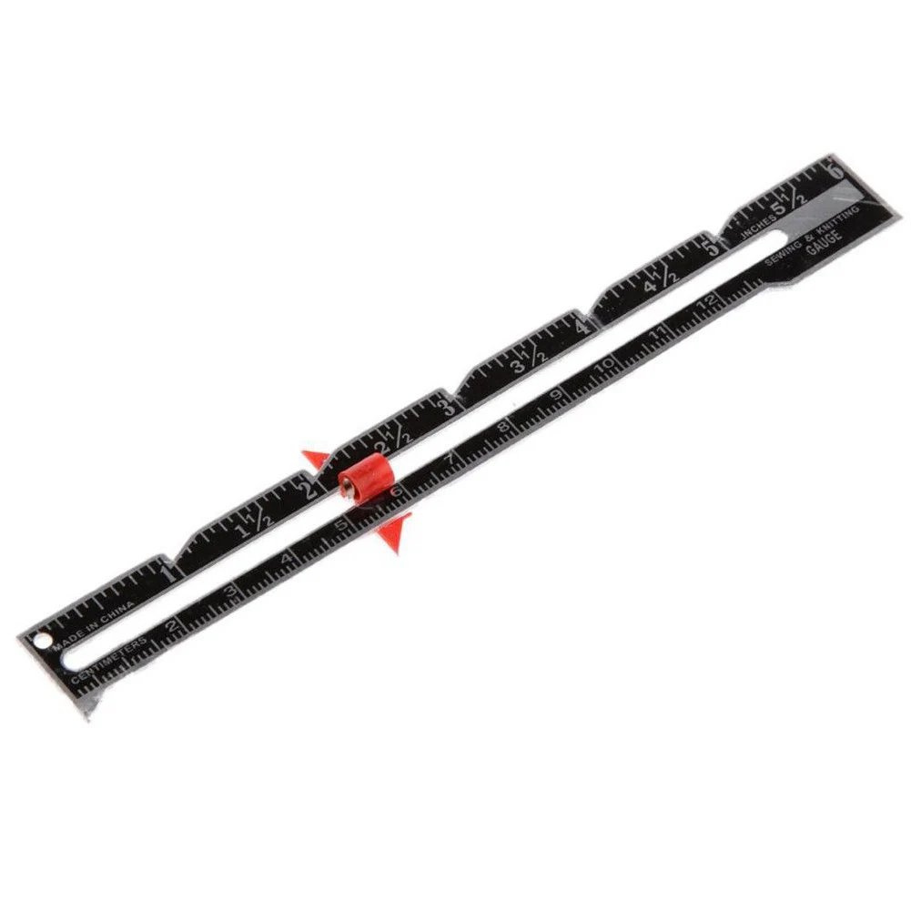 

2PCS Metal Knitting Sewing Measuring Gauges Patchwork DIY With Sliding Measure Ruler Adjustable Marker Sewing Tool