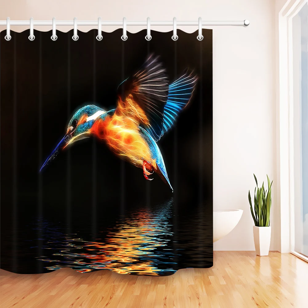 African Girl Hummingbird Butterfly Bathroom Waterproof Fabric Shower Curtain 71/"