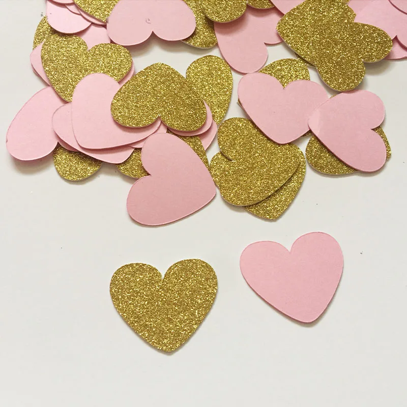 250 Blush Pink and Gold Heart Confetti Engagement Party Decorations ANY COLOR HEARTS Bridal Shower Birthday Baby Shower Wedding Confetti
