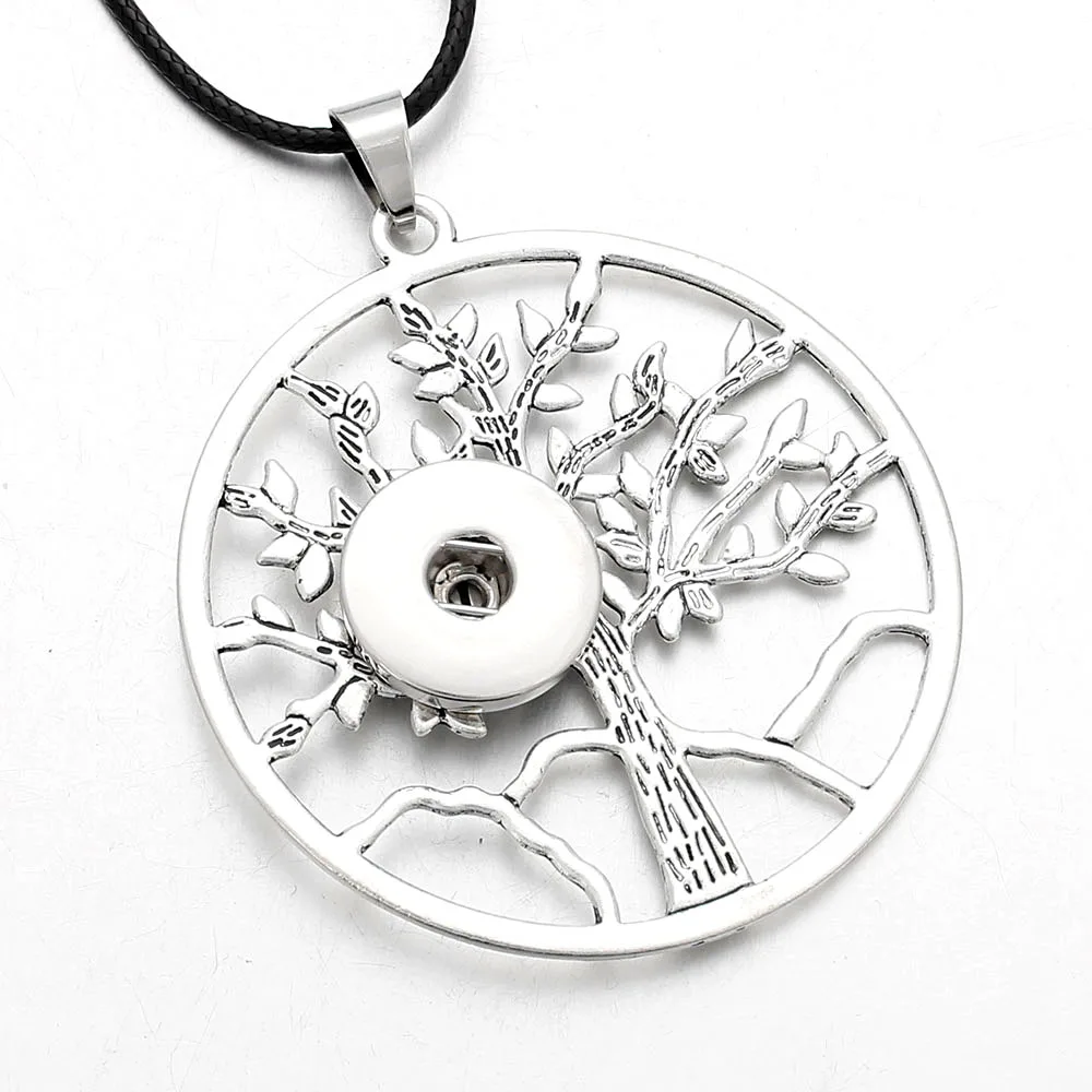 

New Snap Jewelry Pendants Owl Tree Of Tree Snap Button Necklace with Chains fit 12mm Or 18mm Snap Button Jewelry For Women