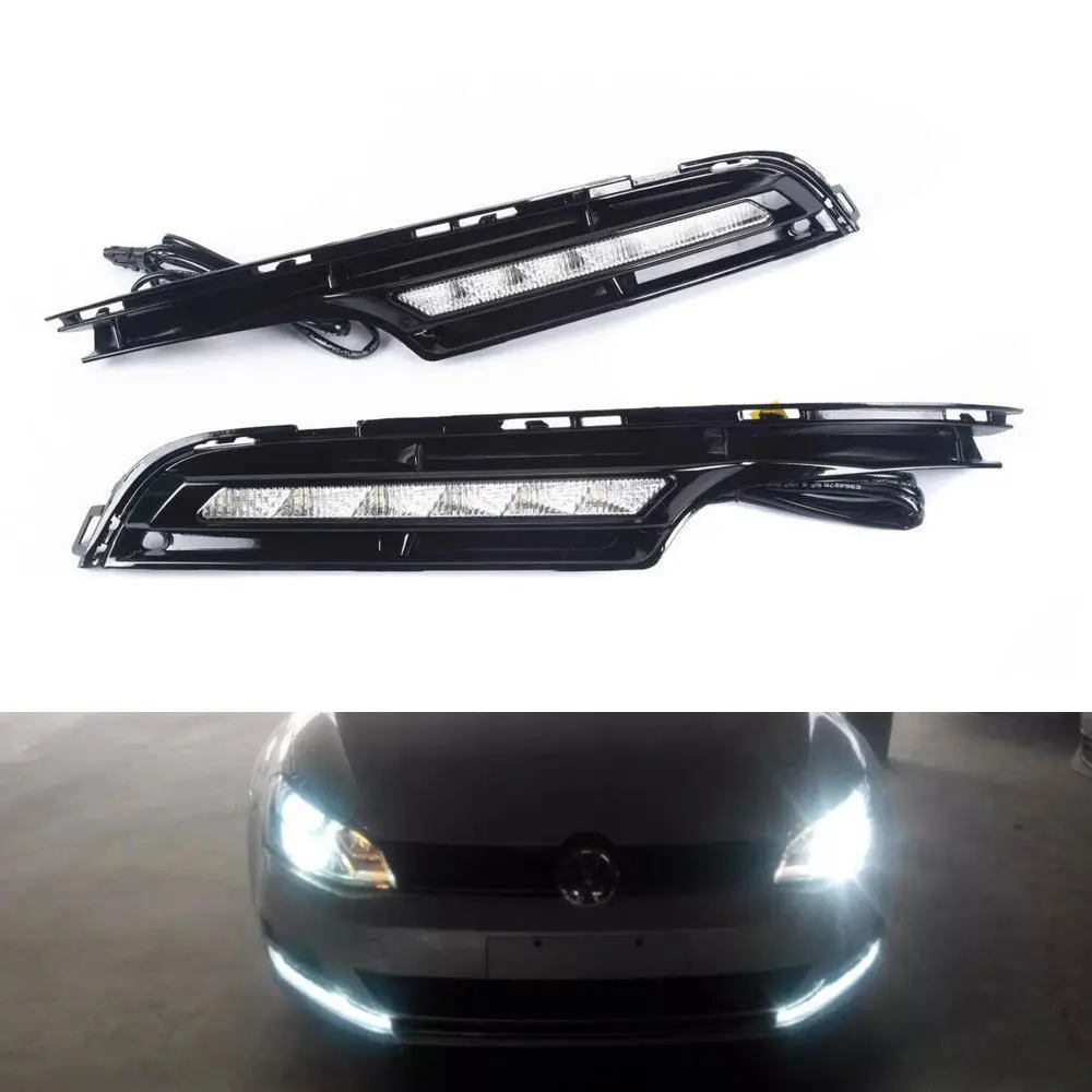 ^Cheap BBQ@FUKA 2Pcs ABS Daytime Running Light LED DRL Driving Fog Lamps Fit For VW Golf7 MK7 2014 2015 Car Styling Auto Accessories