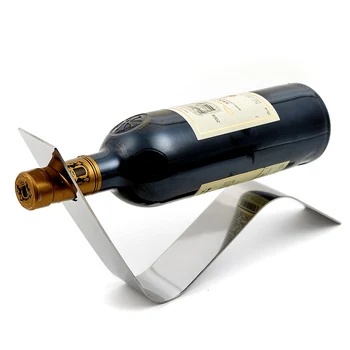 

Fashion Bending Stainless Steel Wine Holder Ornamental Metal Concept Bottle Rack Decor Barware Craftworks Accessories Furnishing