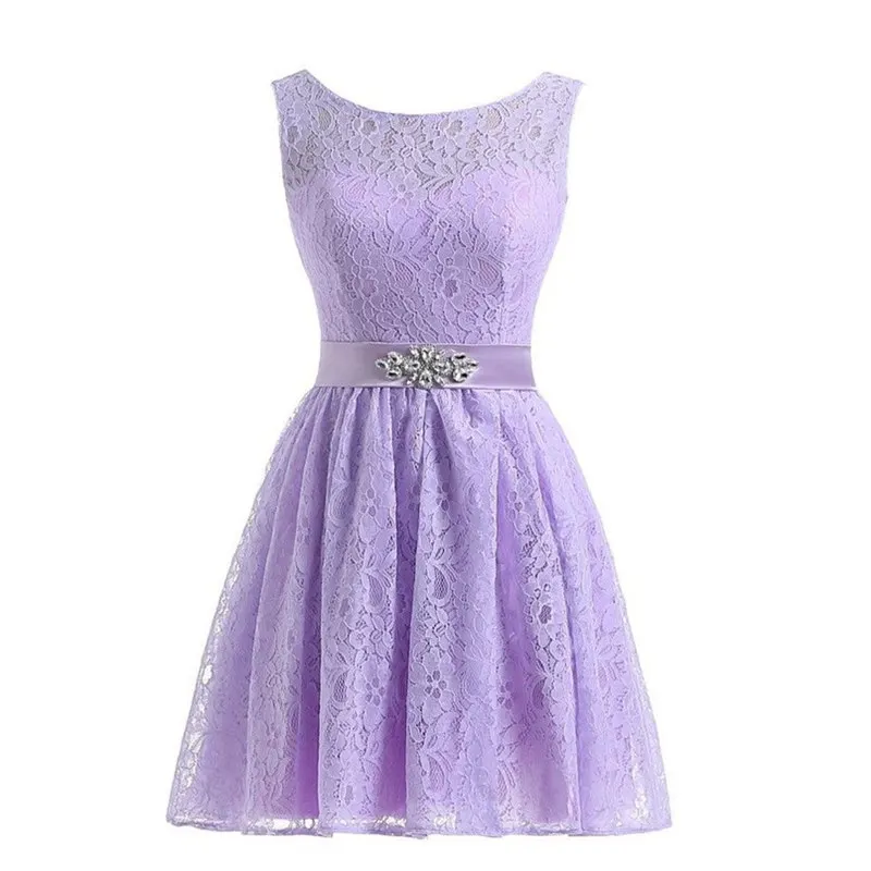 

Homecoming dresses Fashion Scoop Neck A line with sash lace light purple mint green white royal blue girls party wear costume