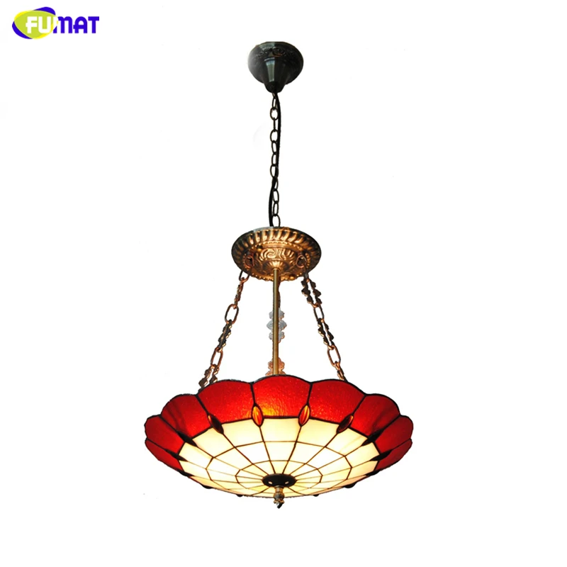 

FUAMT Тиффани красные и белые стеклянные люстры, короткое витражное стекло, фотолампы для гостиной, столовой, фотолампы для дома