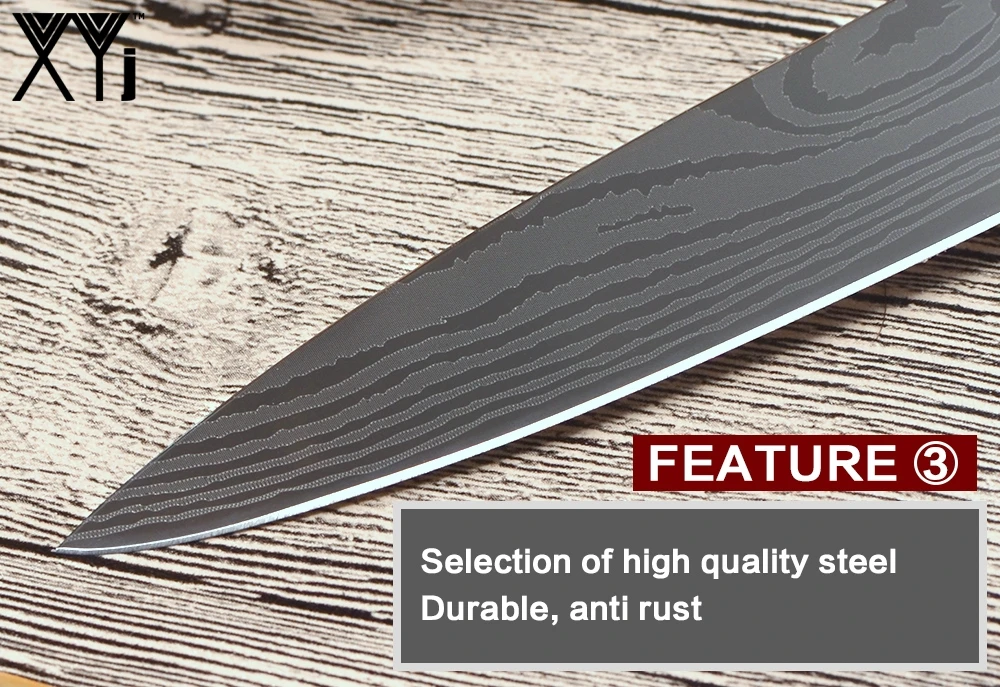 XYj 8 дюймов нож шеф-повара из нержавеющей стали Острый дамасский клинок узор серия цветная деревянная ручка кухонный нож кухонные инструменты