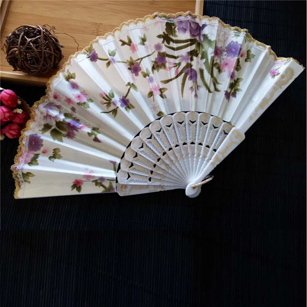 2017 New Chinese Japanese Vintage Fancy Folding Fan Hand Plastic Lace
