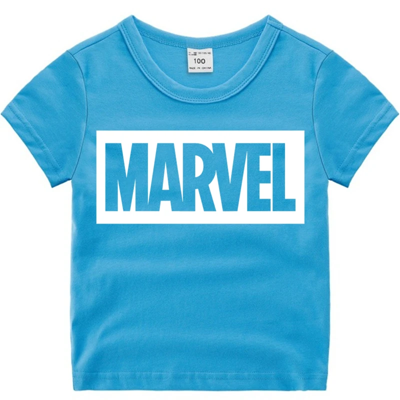 T84C-skyblue Модные хлопковые футболки с принтом Marvel для мальчиков и девочек детские мягкие черные футболки с короткими рукавами, брендовая одежда для малышей Рождественская рубашка для мальчиков - Цвет: T84C-skyblue