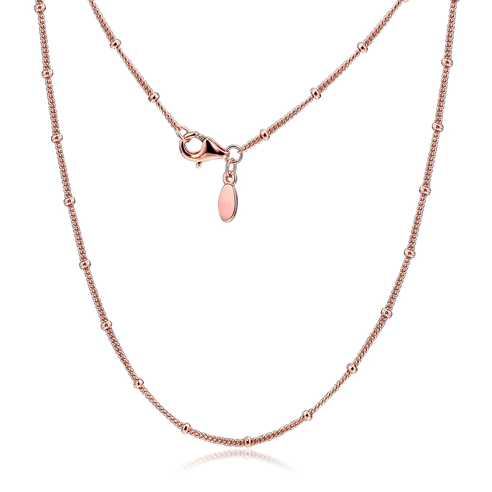 

FANDOLA Necklaces 925 Sterling Silver Necklaces & Pendants Rose Beaded Necklace Silver 925 Pingente RFN005