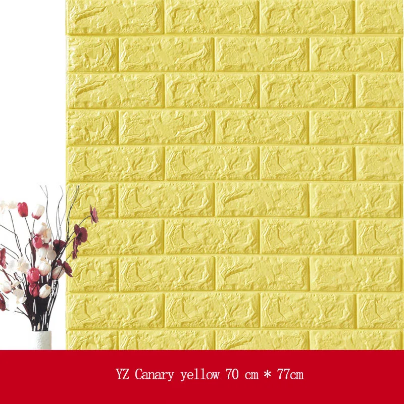 Горячая ПЭ Пена 3D Обои DIY настенные наклейки на стену, украшение тиснением обои под кирпич дом комнаты 70 см X 77 см X 1 см плакат - Цвет: YZ canary yellow