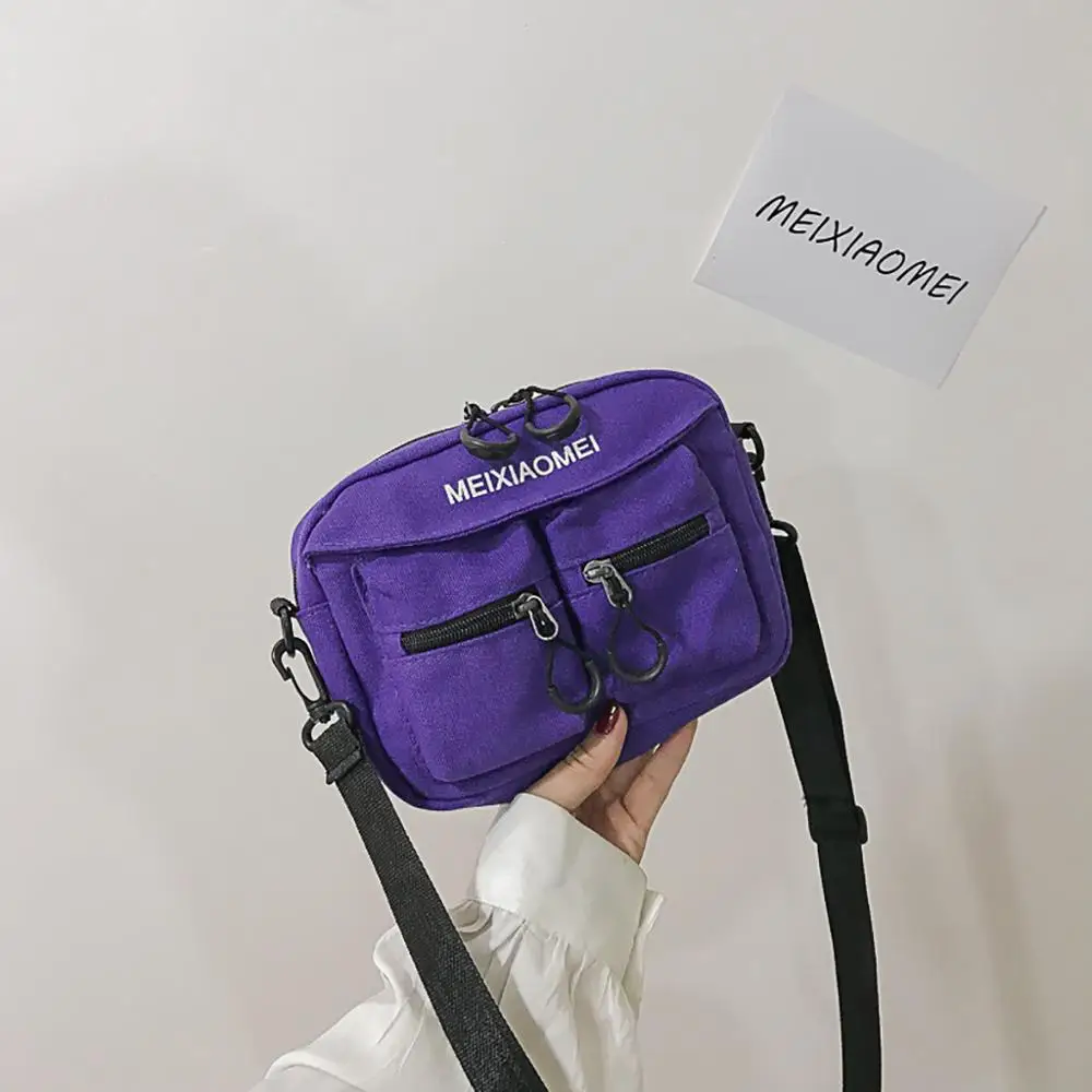 

HTNBO Women Canvas Bag Style Harajuku Style Contrast Color Small Bag Korean Style Fashionable Casual Messenger Shoulder Bags