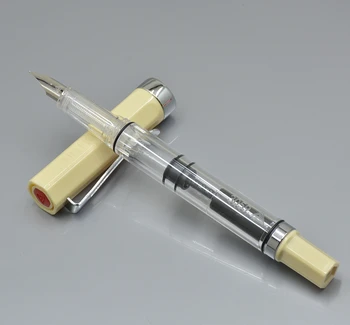 

LANBITOU fashion transparent piston Fountain Pen students Office stationery 0.38mm-0.5mm nib Writing ink Pens gift
