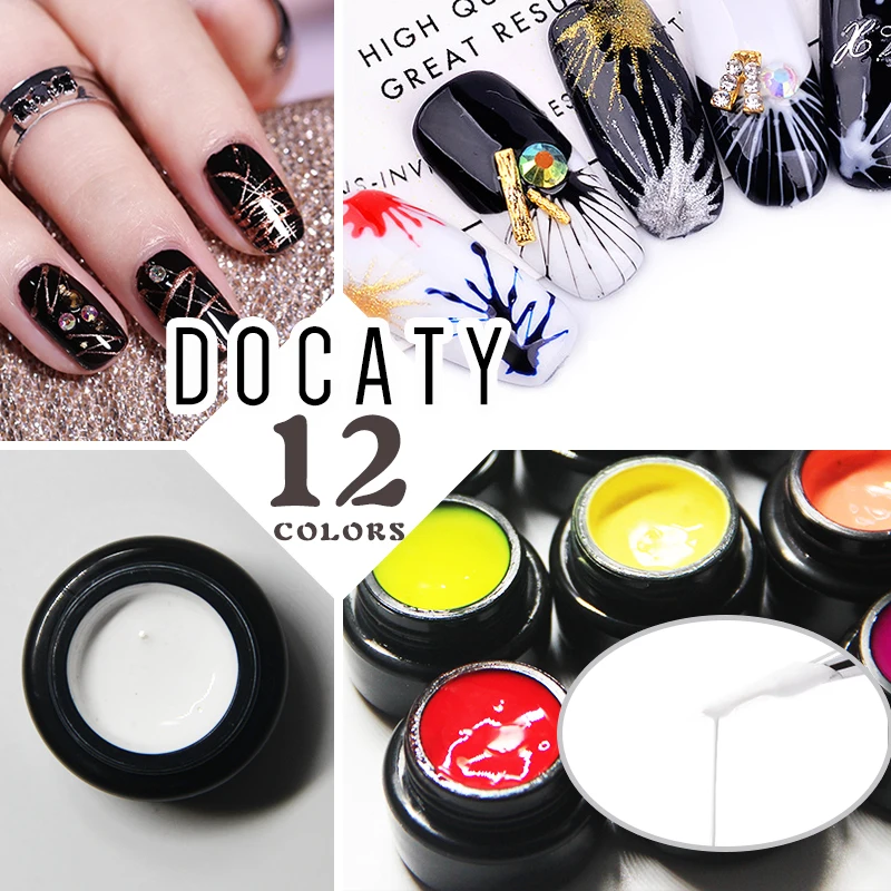 Docaty 1box 3d Gel Drawing Wire Spider DIY Painted Light Therapy Flower Glue Pull Polish Easy and Convenient Painting | Красота и