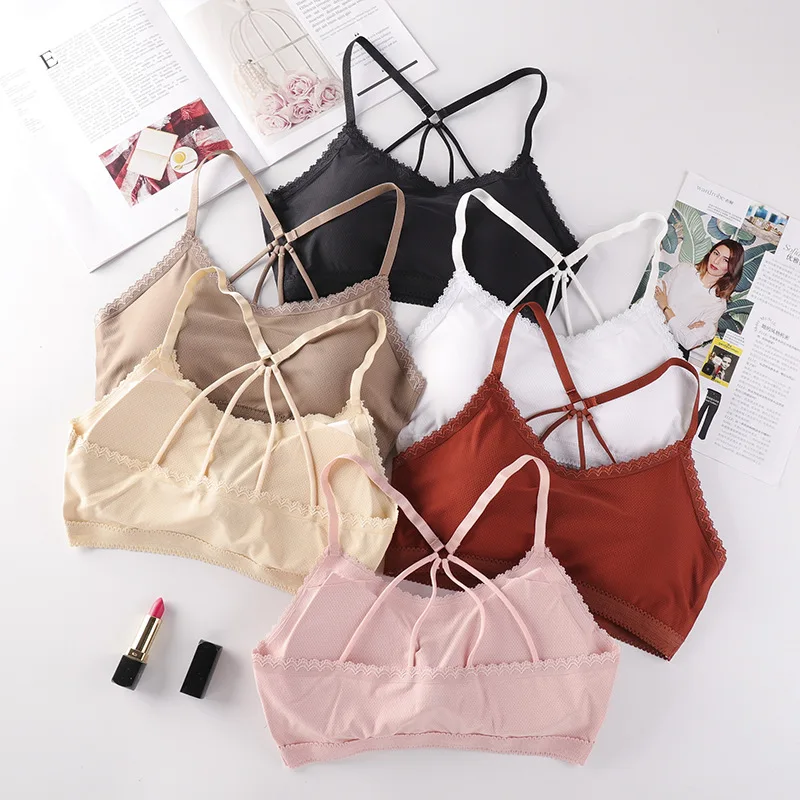 

Seamless Tube Top Women Criss Cross Back Tube Tops Padded Bandeau Bra Sexy LingerieUnderwear