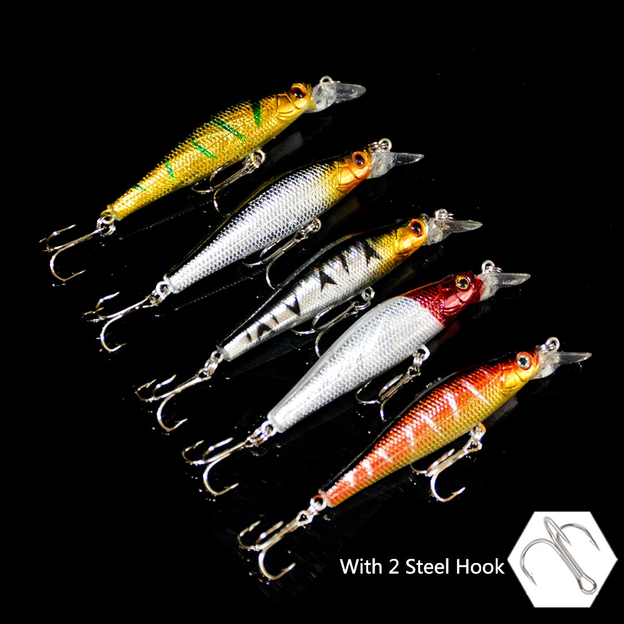 

5PCS Minnow All Sea Fishing Lure Pesca For Carp Fish Supplies Accessories Tackle Artificial Bait With 6# Hooks Crankbaits Trolls