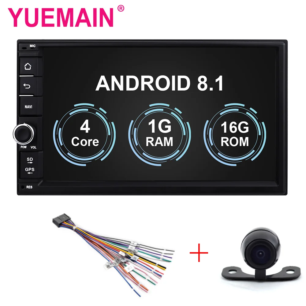 YUEMAIN 2din Android 8,1 автомобильный мультимедийный плеер для Nissan/Toyota Corolla/VW магнитола авторадио gps навигации FM/AM USB регистратор OBD2 камера заднего вида - Цвет: RAM 1 GB