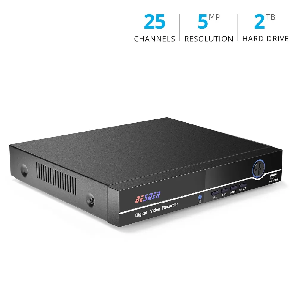 Besder H.265 25CH 5MP CCTV NVR DVR сетевой видеорегистратор для ip-камеры Onvif 2,0 XMEYE P2P Cloud 24/7 Запись Макс 4K выход