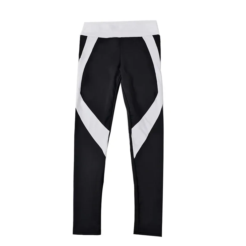 Женские леггинсы брюки для йоги с высокой талией спортивные брюки сексуальные черные белые лоскутные штаны для бега дышащие спортивные, облегающие