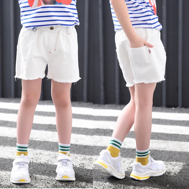 Famli/1 предмет, летние детские мягкие хлопковые короткие брюки для девочек детские Шорты повседневные розовые детские штаны, шорты для девочек - Цвет: Белый