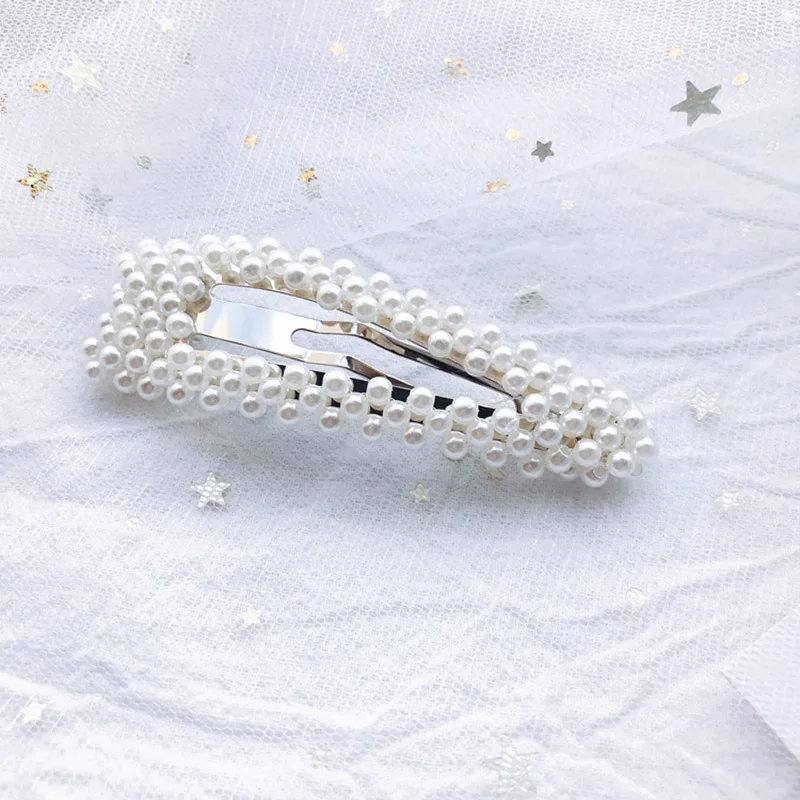2019 Hot Fashion 4 Style Women Pearl Hair Clip Snap Hair Barrette Stick Hairpin Hair Styling 5