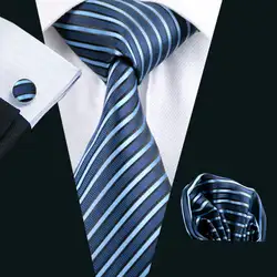 LS-343 Горячее предложение галстук в полоску Классический 100% шелк жаккард Тканые галстук Hanky запонки Набор для Для мужчин Формальные