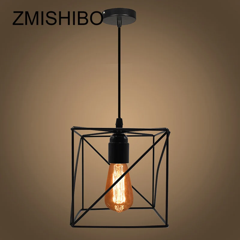 

ZMISHIBO Unique Design Cube Iron Pendant Lights For Living Room 110V-220V E27 Home Suspension Luminaire Decoration Hanging Lamp