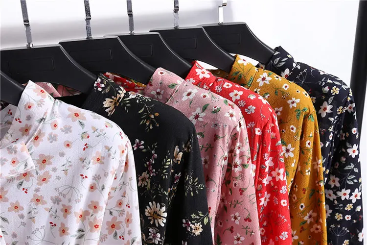 24 Types Floral Print Dresses Women Autumn Chiffon Dress Casual Bowknot O-Neck Long Sleeve Vestidos Mujer Retro Robe Femme Dress (10)