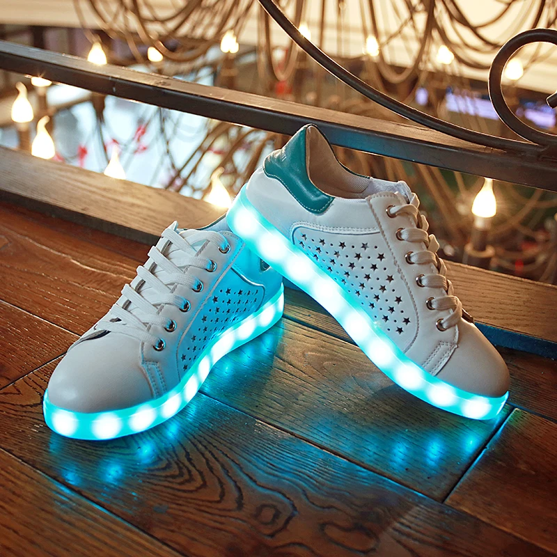 

Women Led Light Shoes Glowing 2016 New Casual Shoe Fashion Usb Breathable Flat Luminous Noctilucent Night Zapatillas Con Luces